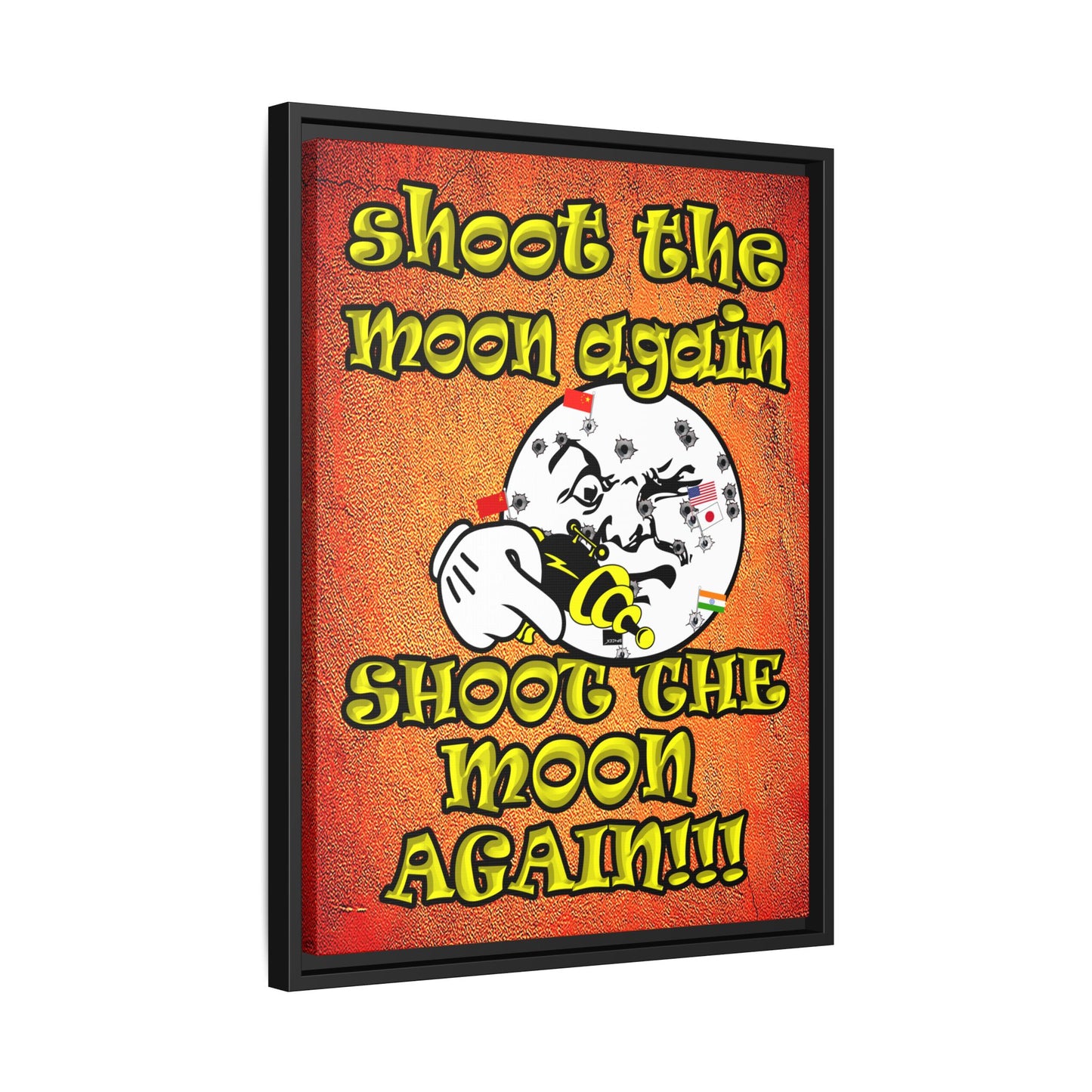 shoot the moon again - framed canvas art (burnt orange)