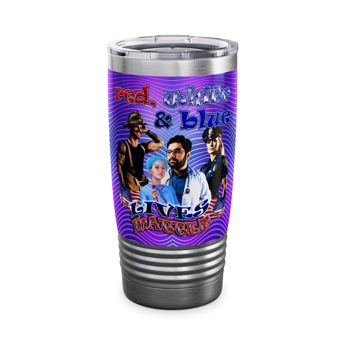 rw&b lives matter - Ringneck Tumbler, 20oz (purple wave)
