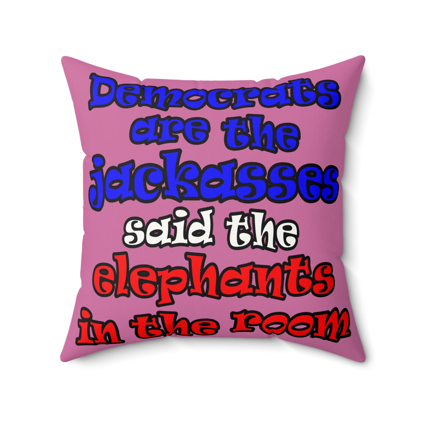 donkeys and elephants - Faux Suede Square Pillow - (light pink)