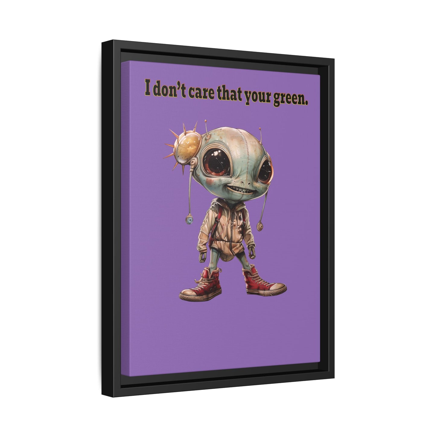 I don't care that your green - framed canvas art (light purple)