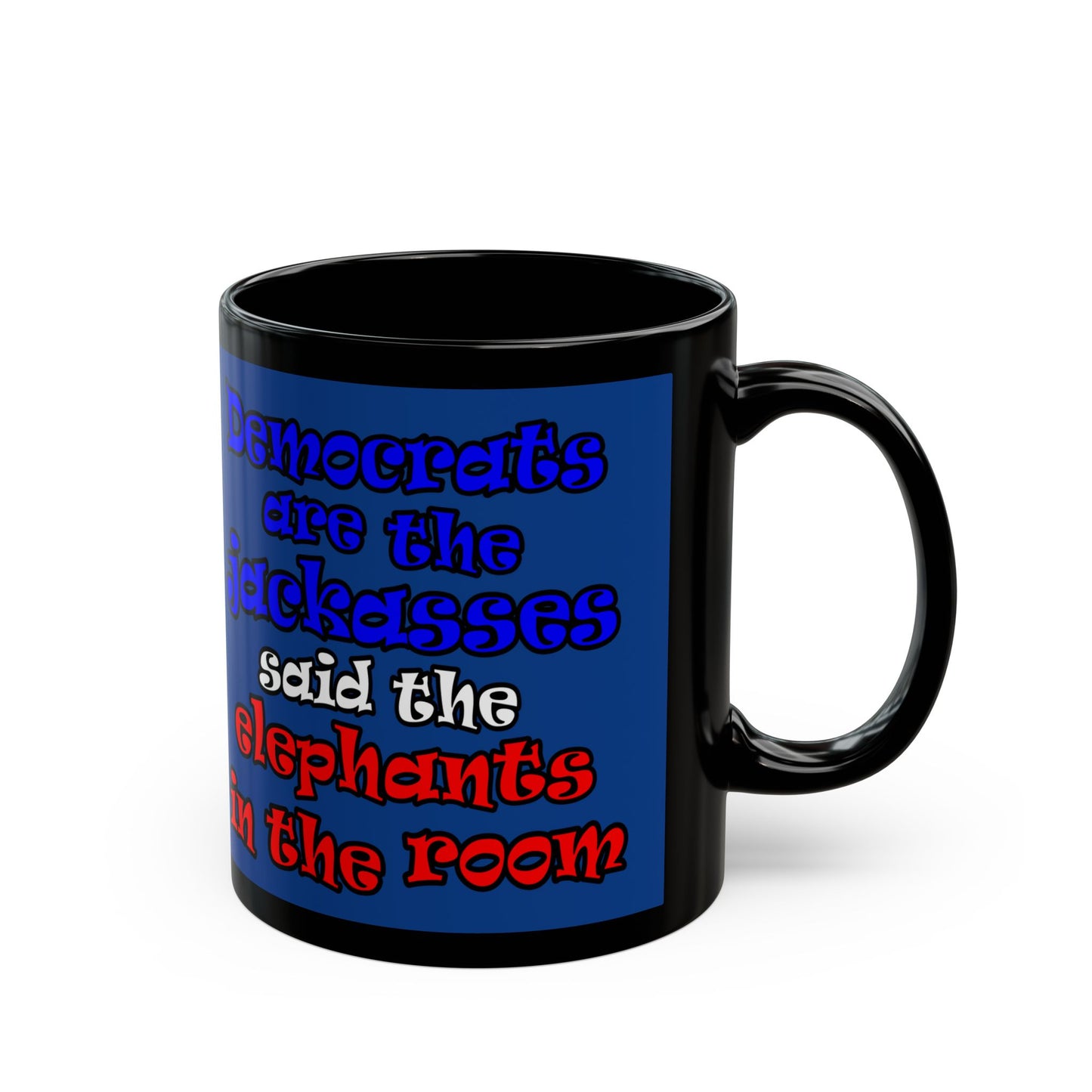 donkeys and elephants - Black Mug (dark blue)
