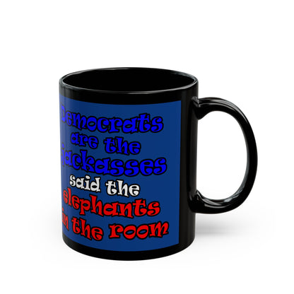 donkeys and elephants - Black Mug (dark blue)