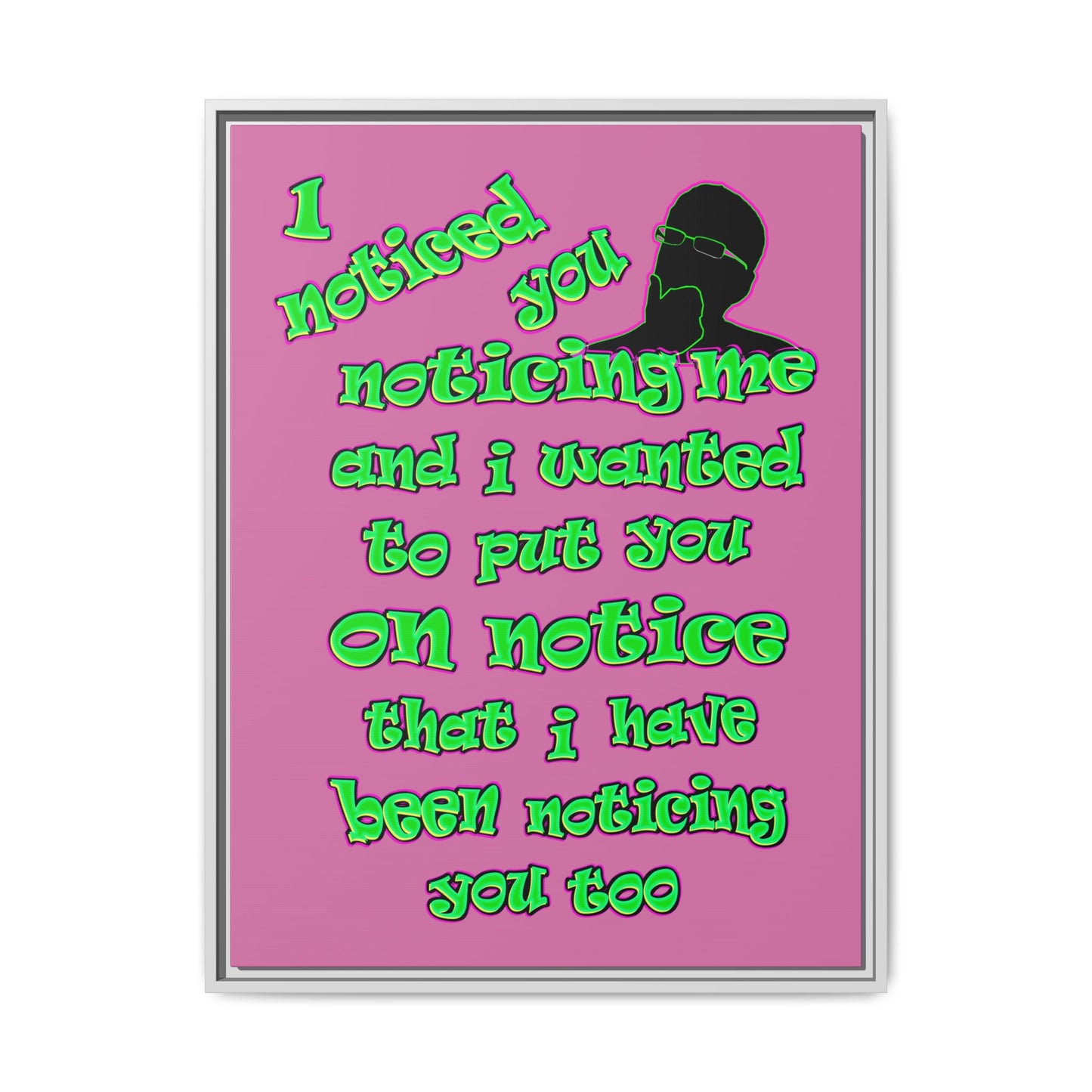 noticed you noticing - framed canvas art (light pink)