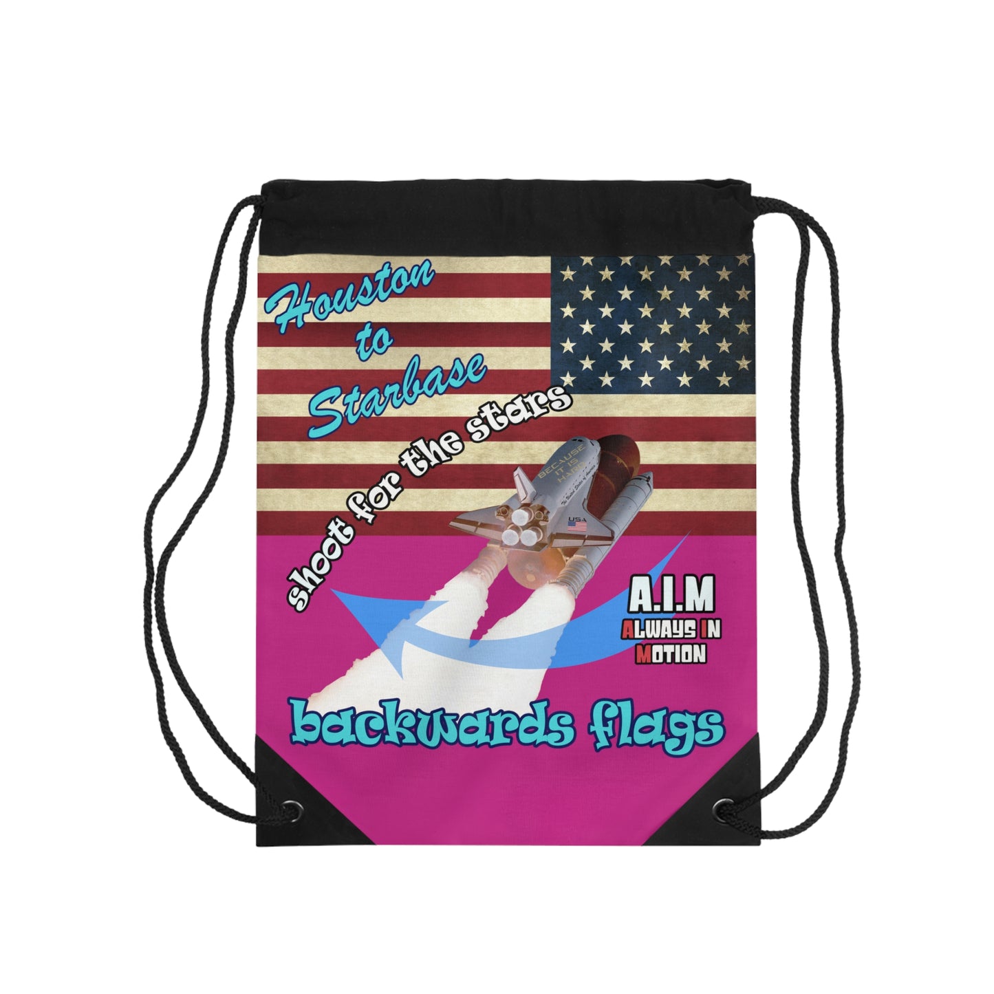 shoot for the stars - Drawstring Bag (pink)