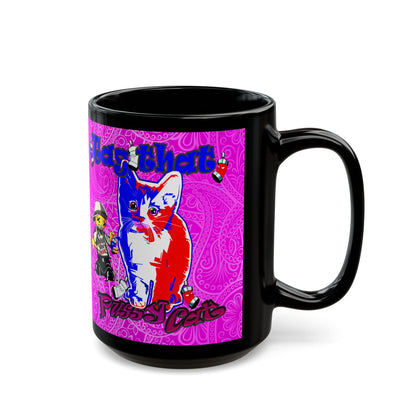 tag that - Black Mug (pink swirl)