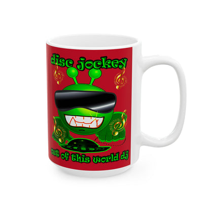disc jockey - White Mug (dark red)
