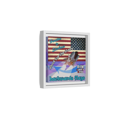 shoot for the stars - framed canvas art (light blue-pink wave)