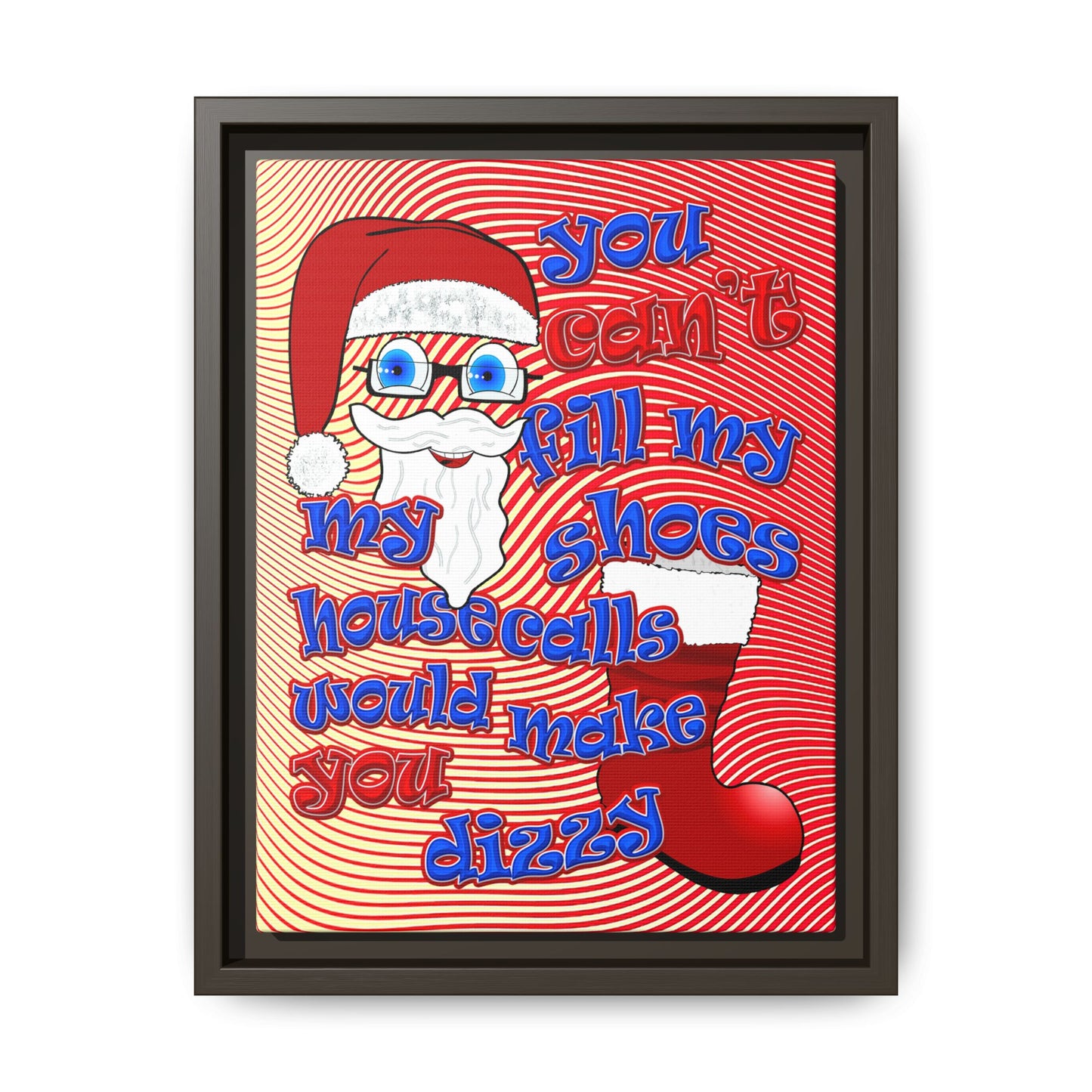 santa's shoes - framed canvas art (yellow-orange wave)