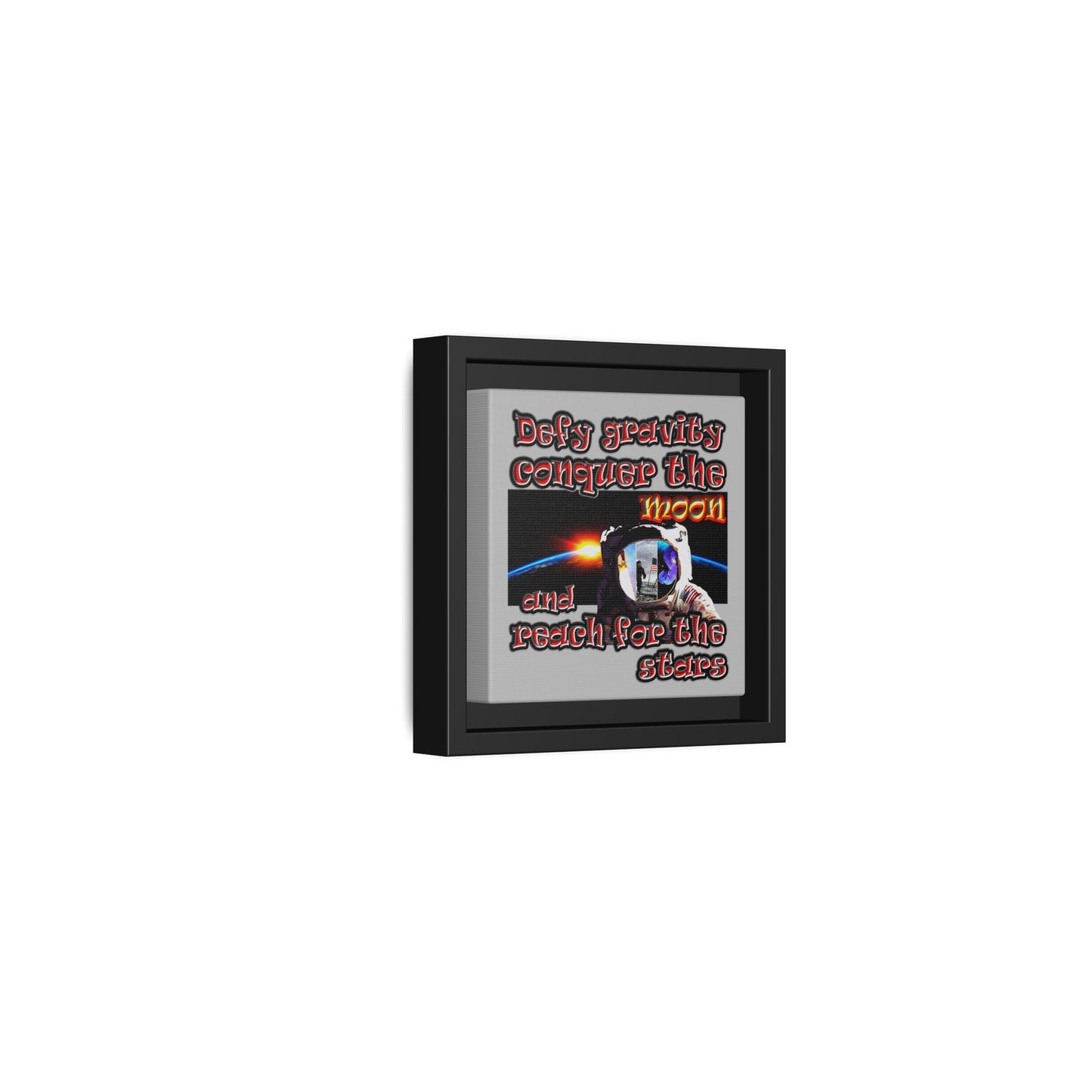 defy conquer reach - framed canvas art (light grey)