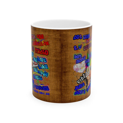 drop the beat - White Mug (brown papyrus)