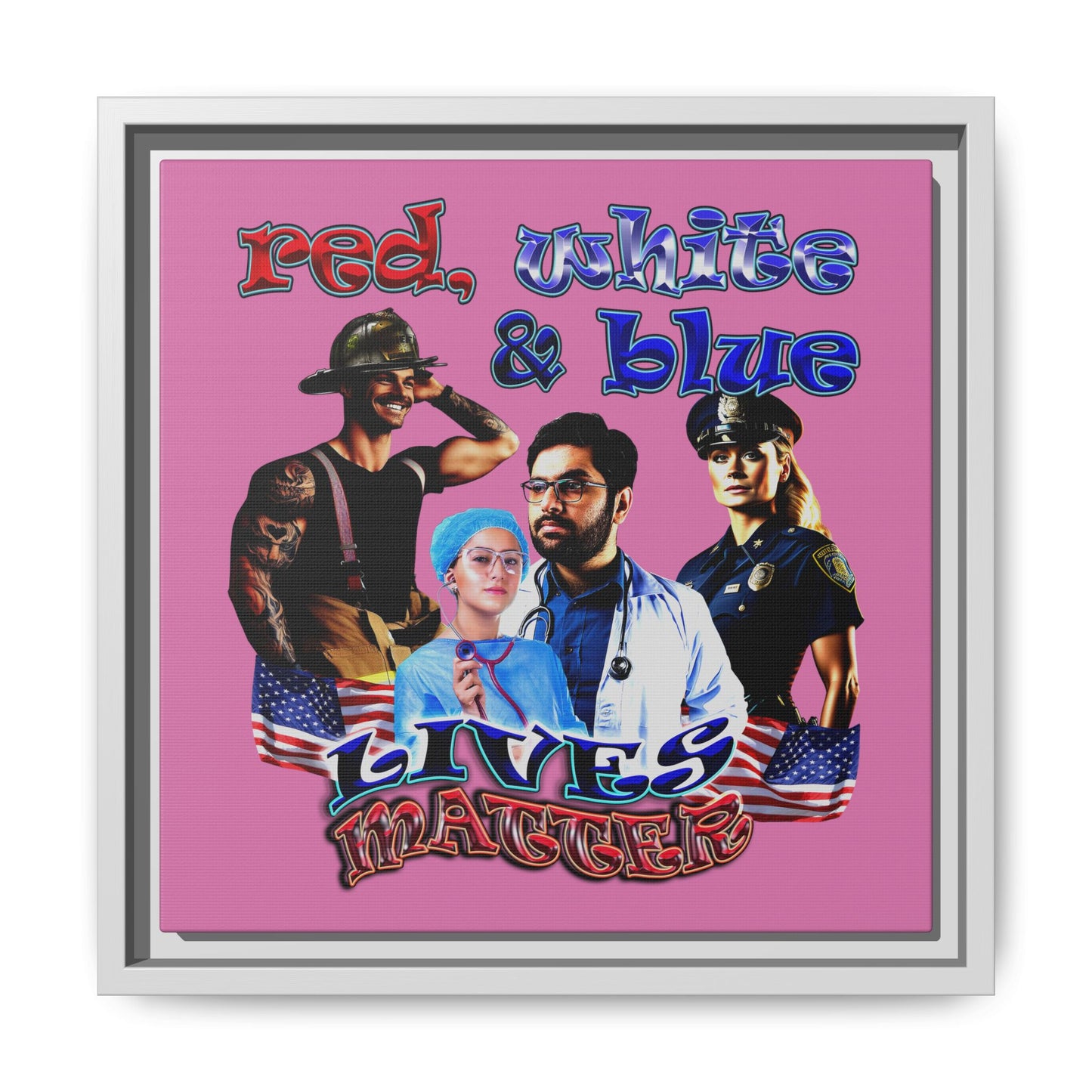 rw&b lives matter - framed canvas art (light pink)