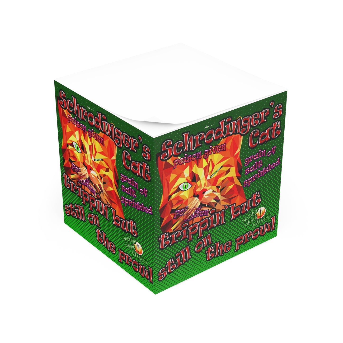 schrodinger's cat - note cube (logo green)