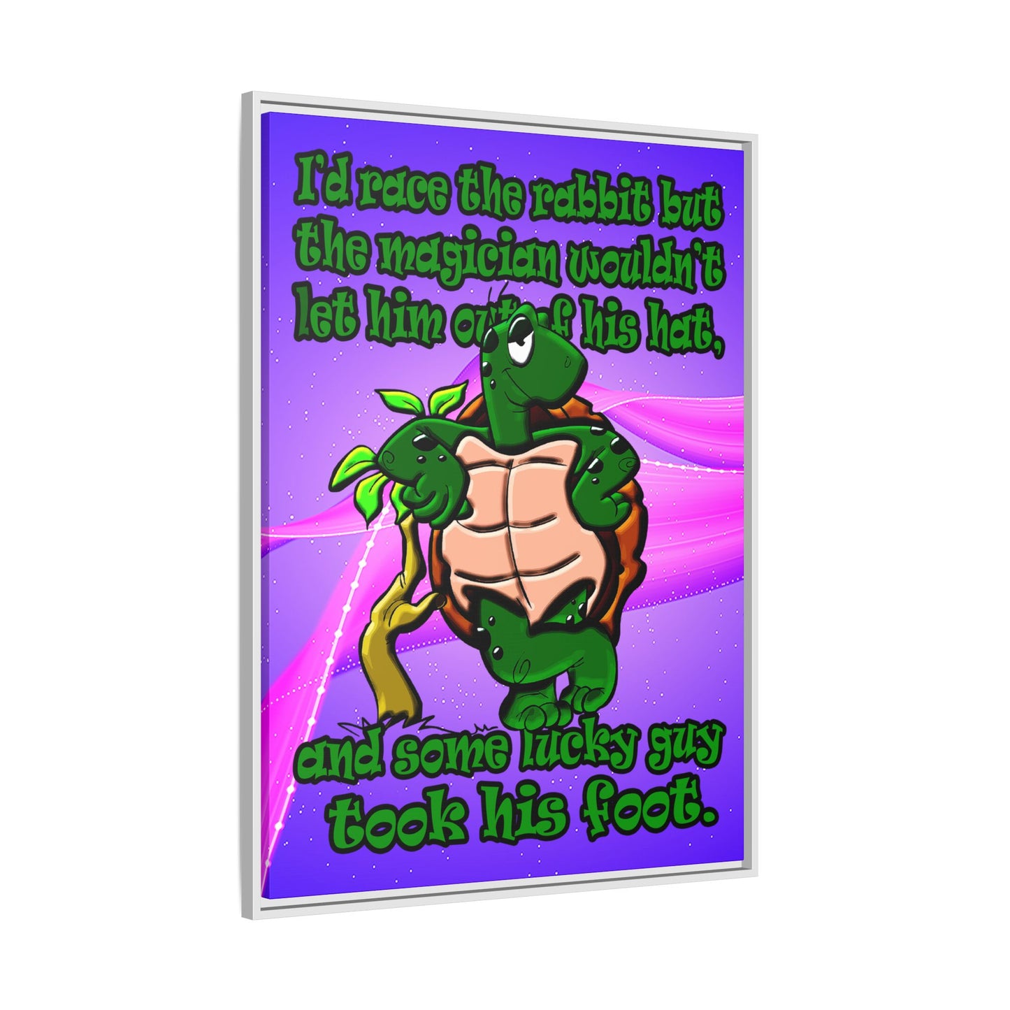 turtle race - framed canvas art (purple-pink wave)
