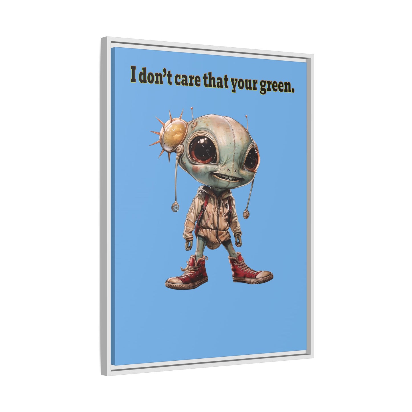 I don't care that your green - framed canvas art (light blue)