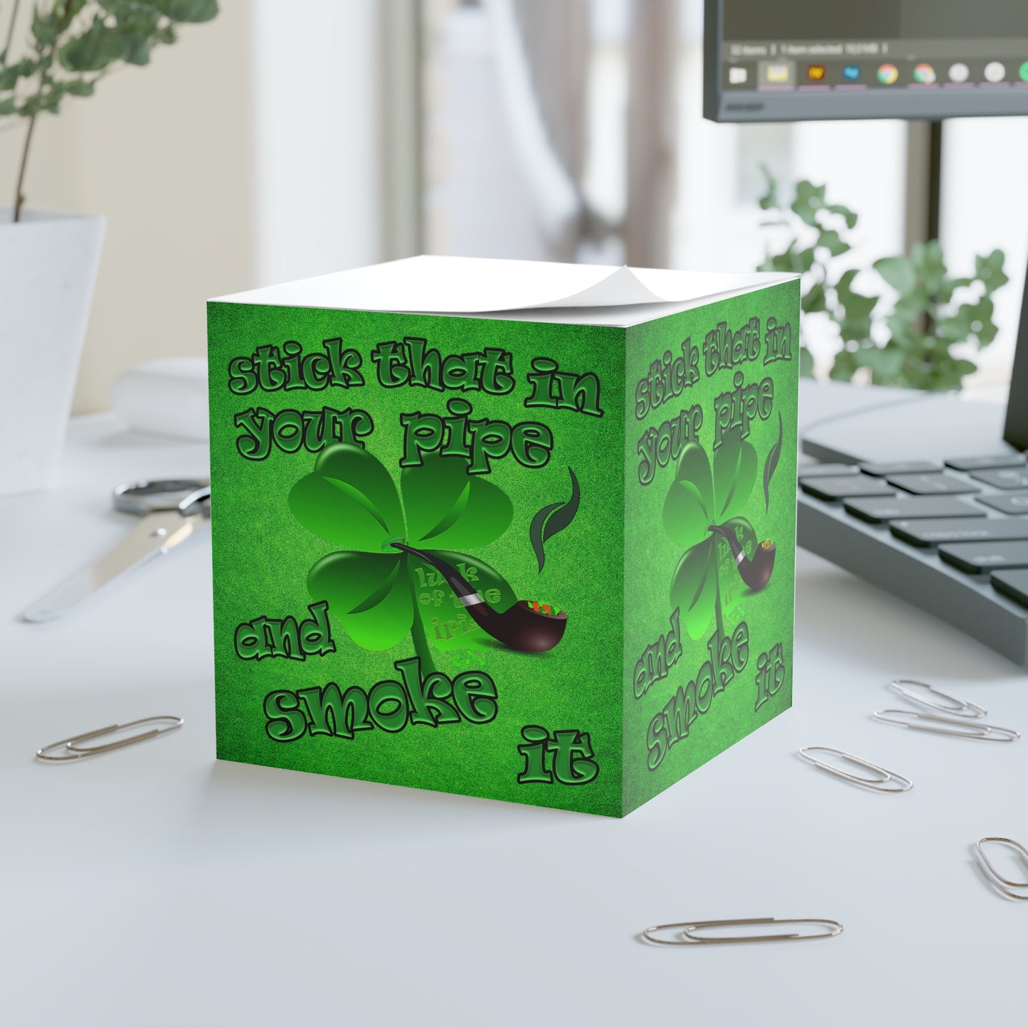 stick that in your pipe and smoke it - note cube (green turf)