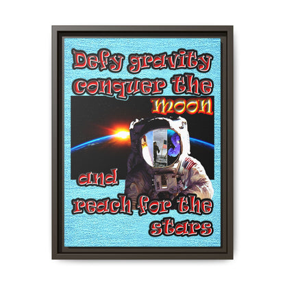 defy conquer reach - framed canvas art (faded blue)