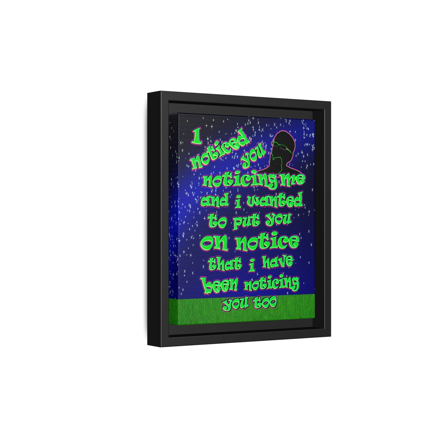 noticed you noticing - framed canvas art ('snoops' background)