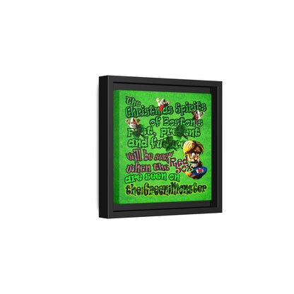 christmas spirits of boston - framed canvas art (green turf)