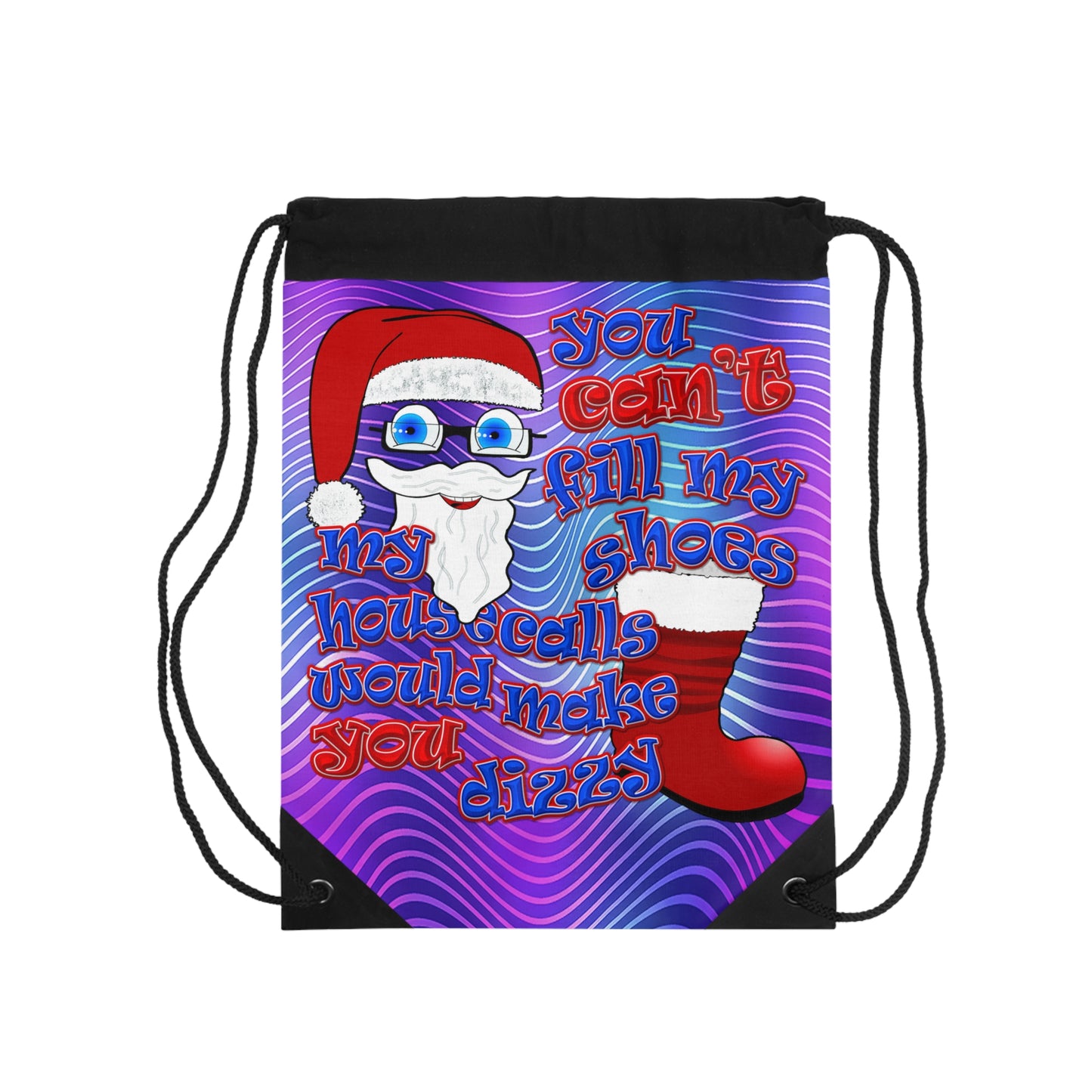 santa's shoes - Drawstring Bag (purple wave)
