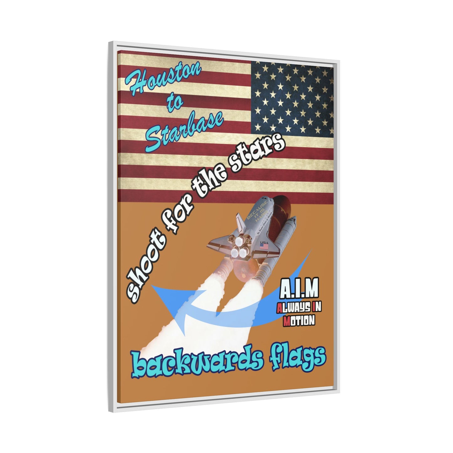 shoot for the stars - framed canvas art (light brown)