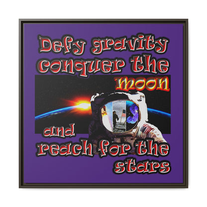defy conquer reach - framed canvas art (purple)