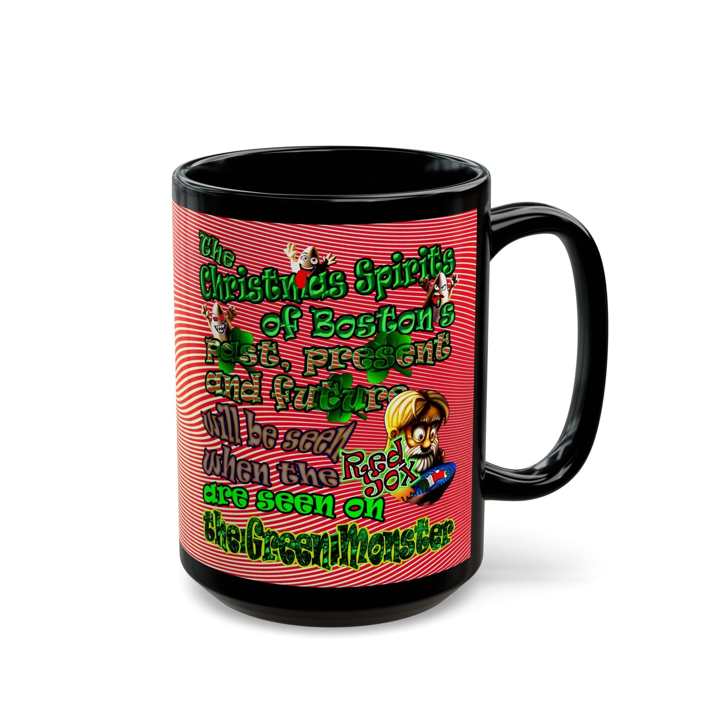 christmas spirits of boston - Black Mug (yellow-orange wave)