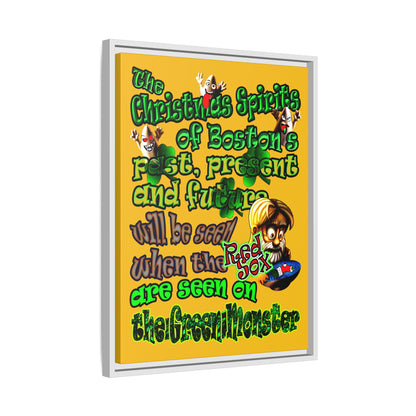 christmas spirits of boston - framed canvas art (yellow)