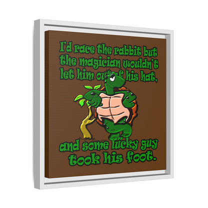 turtle race - framed canvas art (brown)