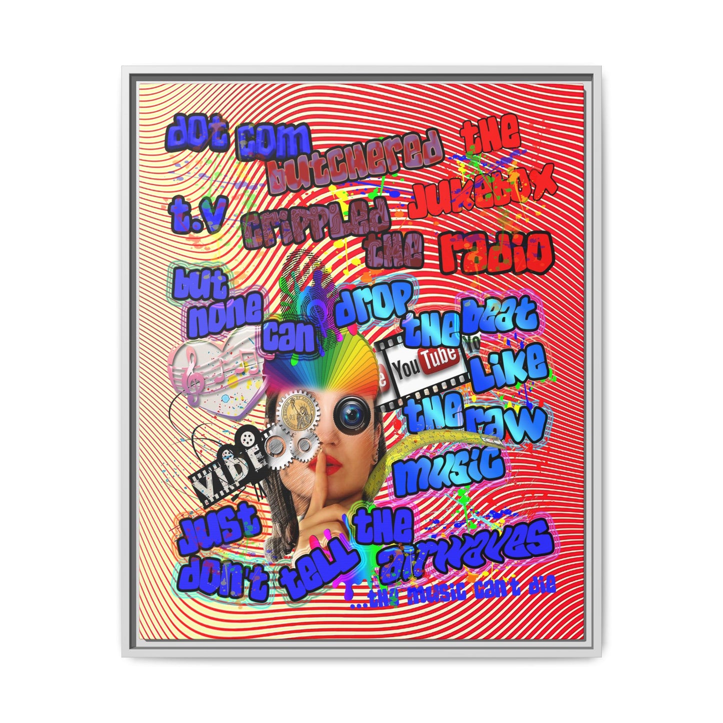 drop the beat - framed canvas art (yellow-orange wave)
