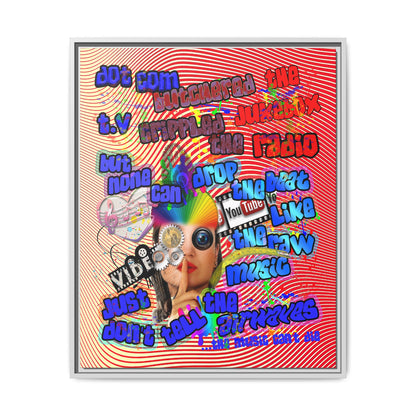 drop the beat - framed canvas art (yellow-orange wave)