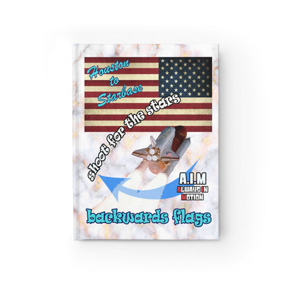 shoot for the stars - journal-lined (white marble)