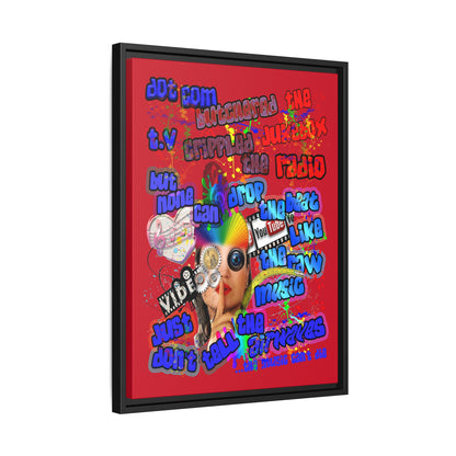 drop the beat - framed canvas art (dark red)