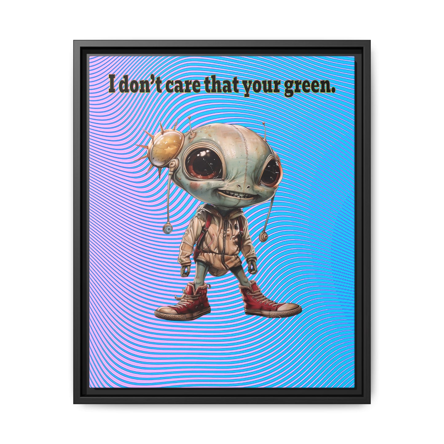 I don't care that your green - framed canvas art (light blue-purple wave)