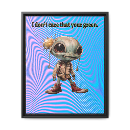 I don't care that your green - framed canvas art (light blue-purple wave)