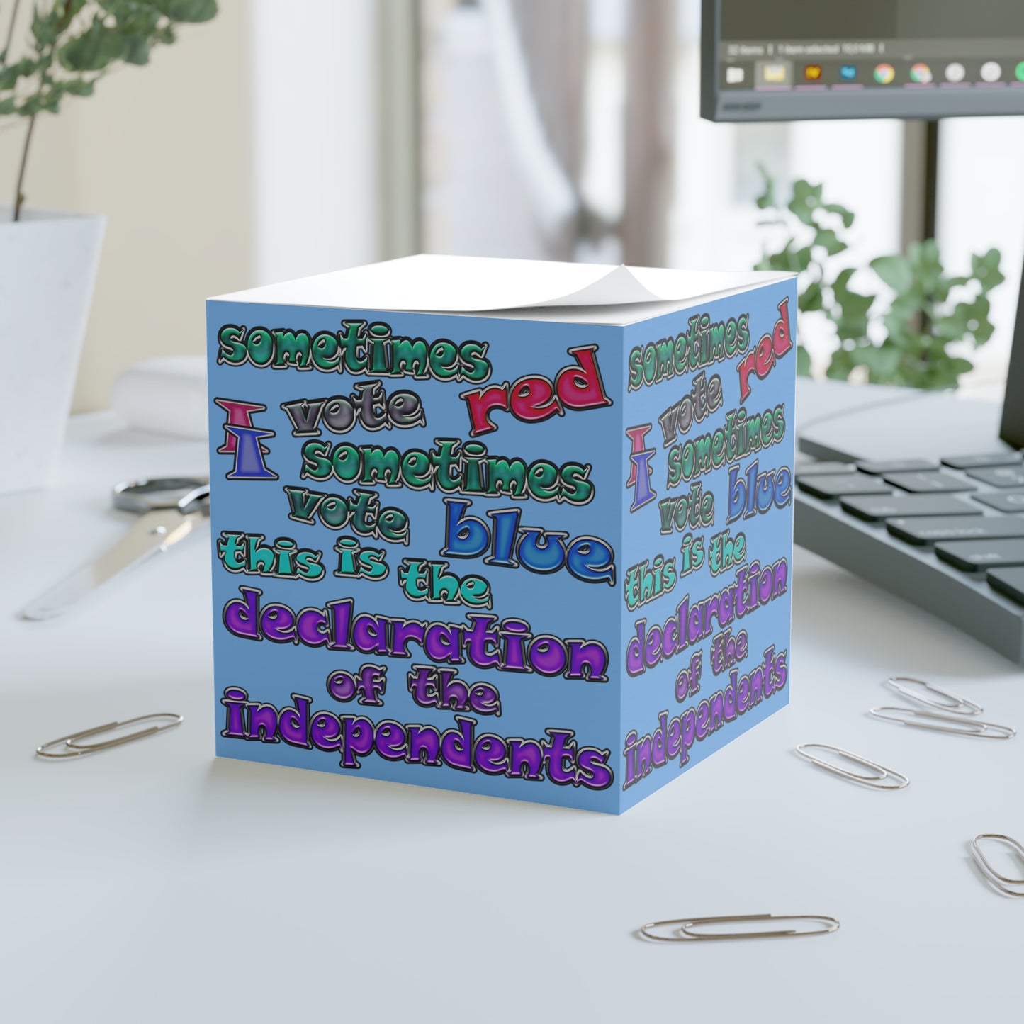 declaration of the independents - note cube (light blue)