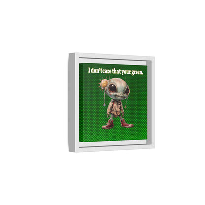 I don't care that your green - framed canvas art (logo green)