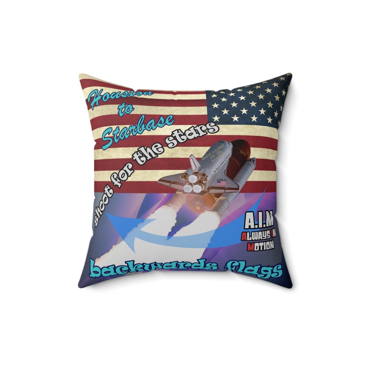 shoot for the stars - Spun Polyester Square Pillow - (grey-pink wave)