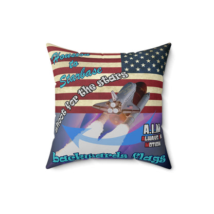 shoot for the stars - Spun Polyester Square Pillow - (grey-pink wave)