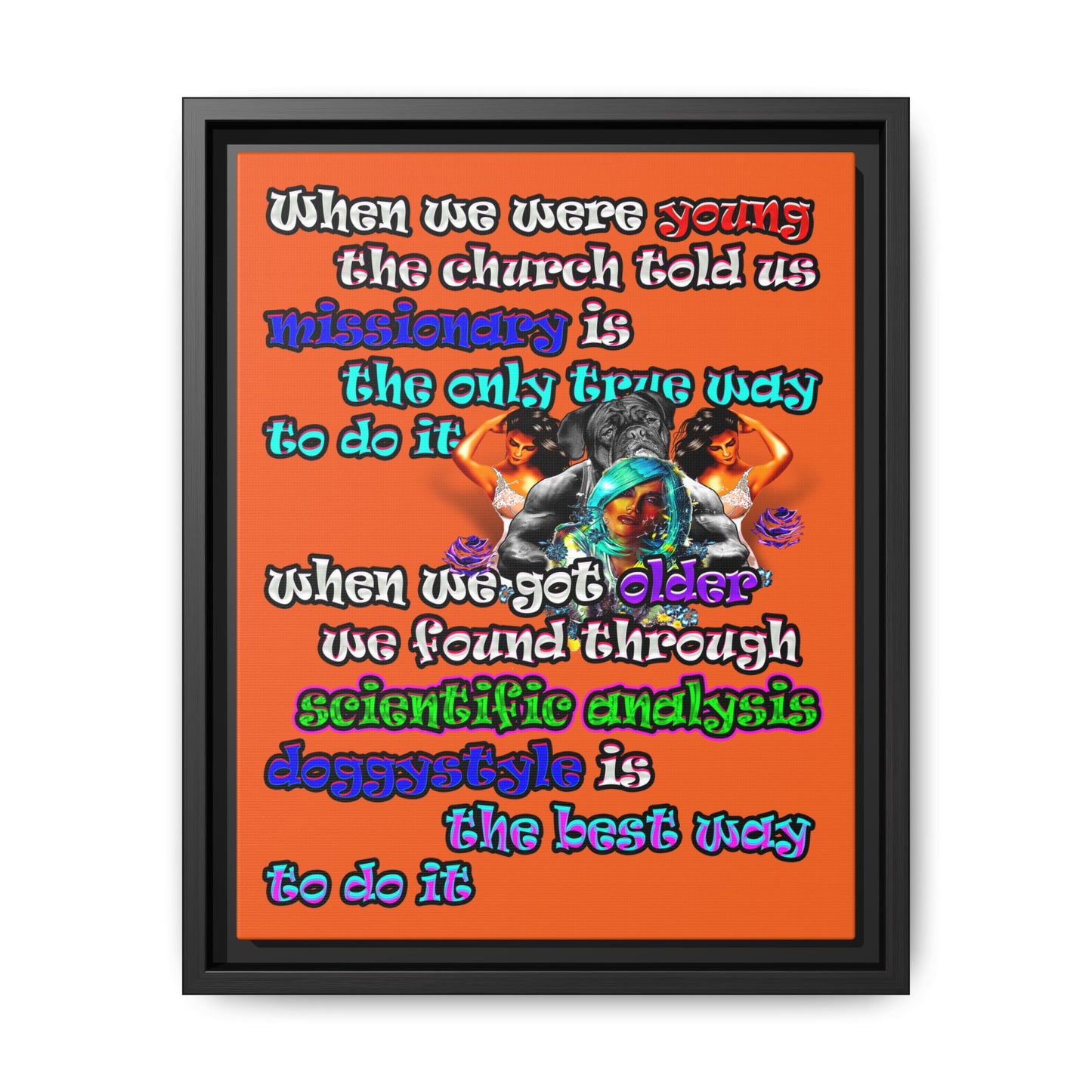 doggystyle - framed canvas art (orange)