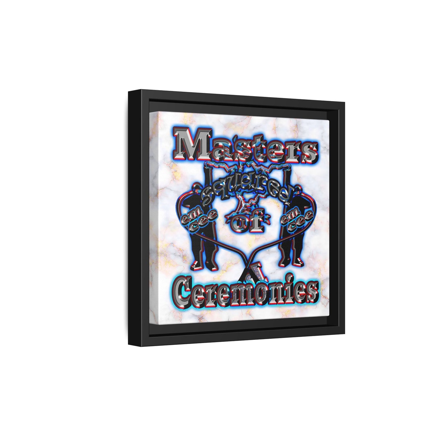 em cee squared - framed canvas art (white marble)