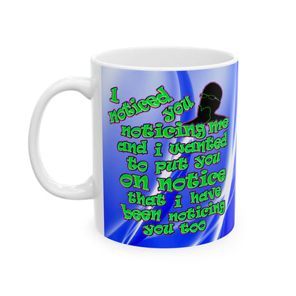 noticed you noticing - White Mug (blue-white wave)