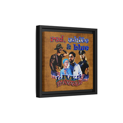 rw&b lives matter - framed canvas art (brown papyrus)