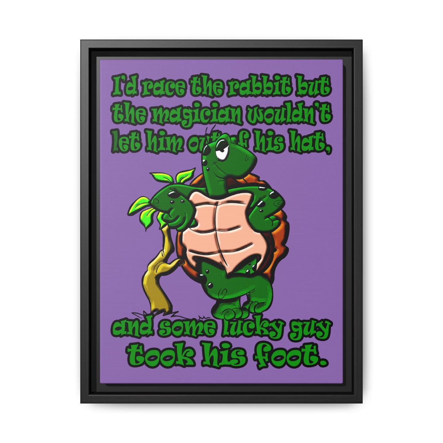 turtle race - framed canvas art (light purple)