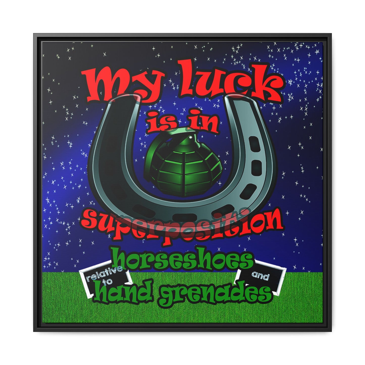 my luck - framed canvas art ('snoops' background)