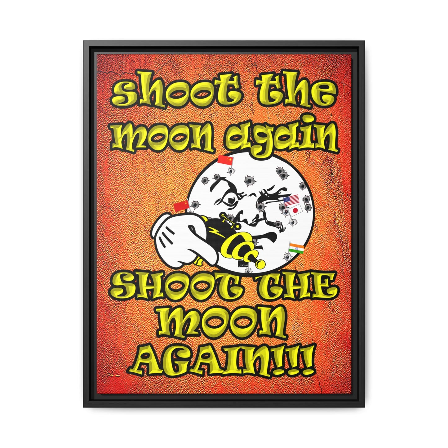 shoot the moon again - framed canvas art (burnt orange)