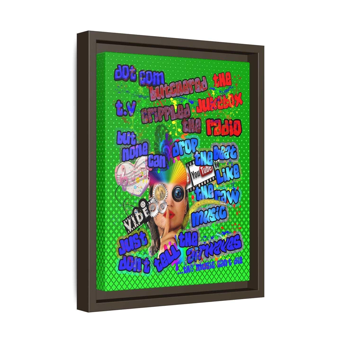 drop the beat - framed canvas art (logo green)