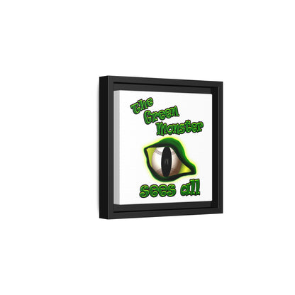 green monster - framed canvas art (white)