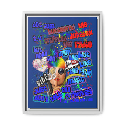 drop the beat - framed canvas art (dark blue)
