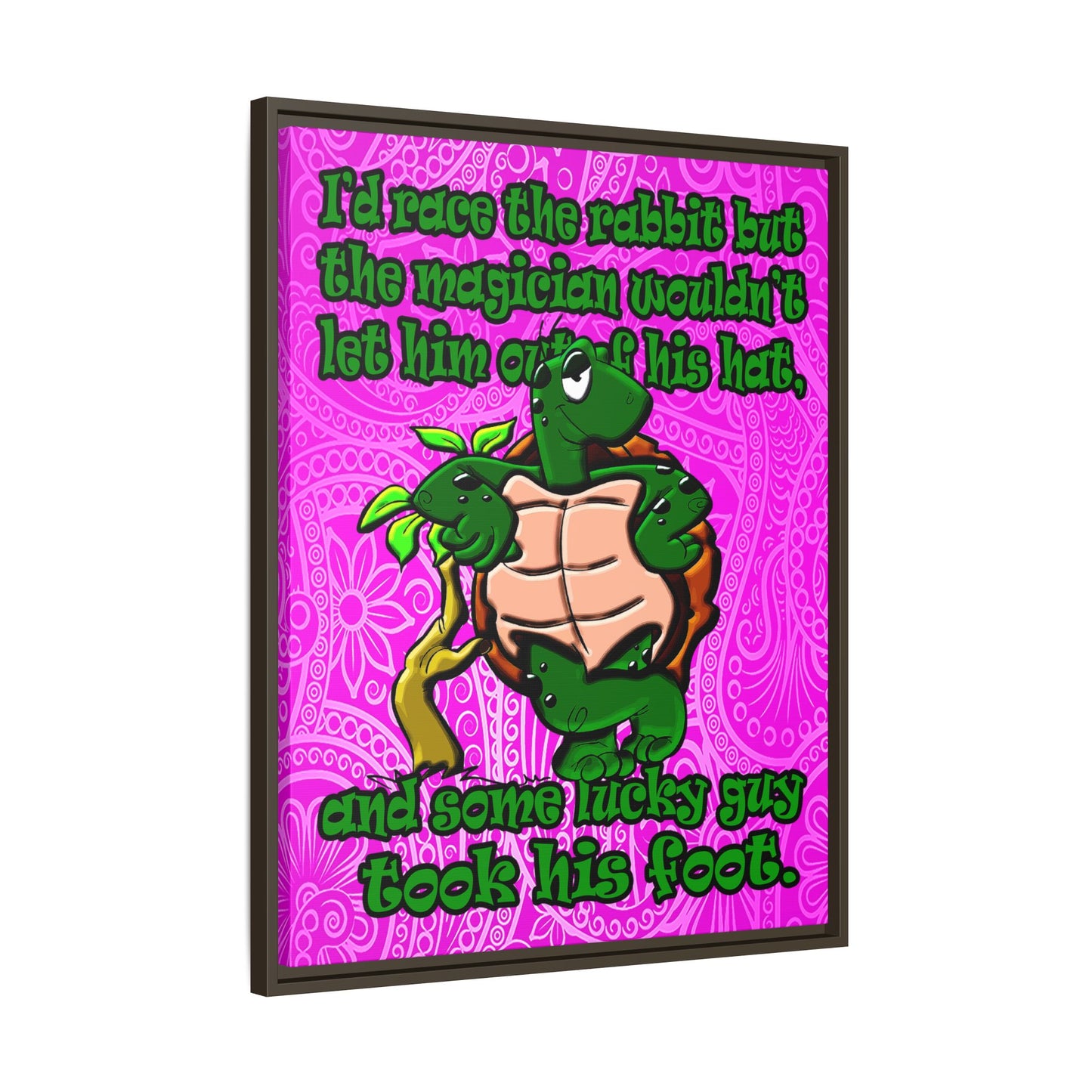 turtle race - framed canvas art (pink swirl)