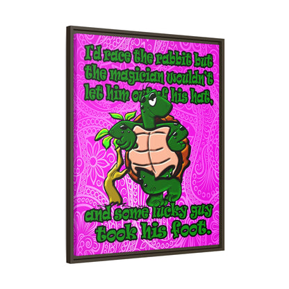 turtle race - framed canvas art (pink swirl)
